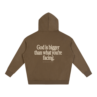 "GOD IS BIGGER THAN WHAT YOU'RE FACING" Oversized Fleece Hoodie